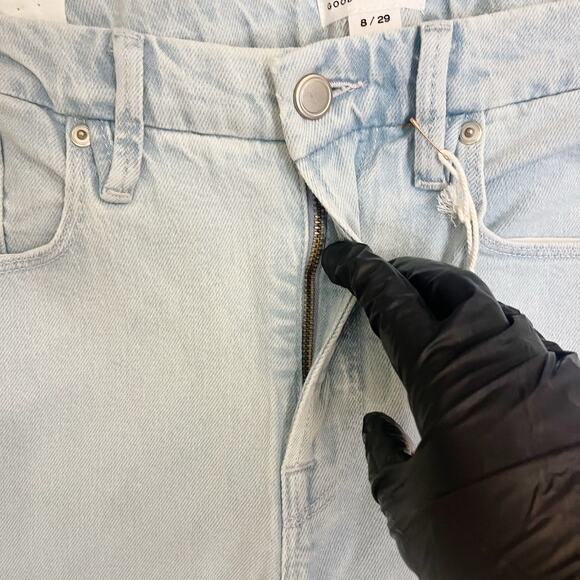 NWT Good American Good Icon Jeans Distressed Size 8/29 Light Wash - Picture 6 of 9